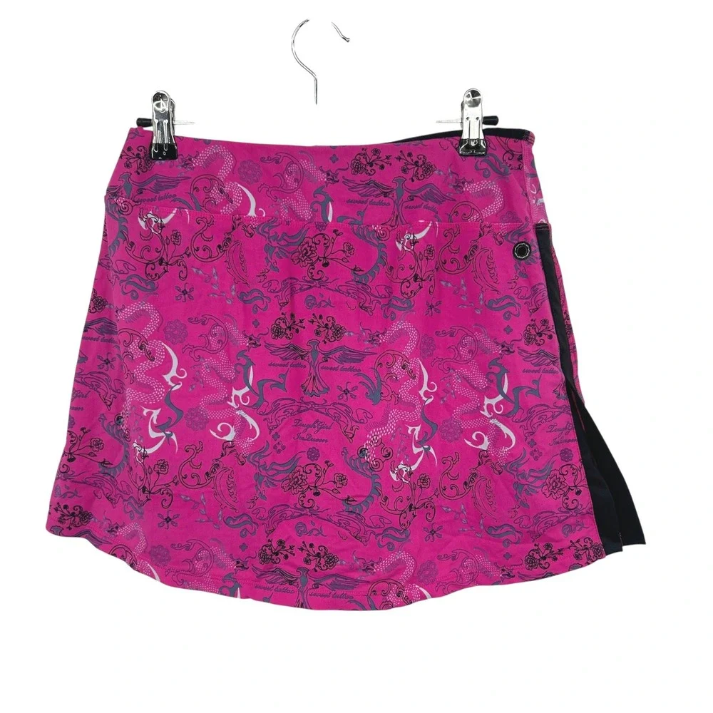 Skirt Sports Y2K Pink Tattoo Print Skort S Athletic Running Tennis Workout Skirt